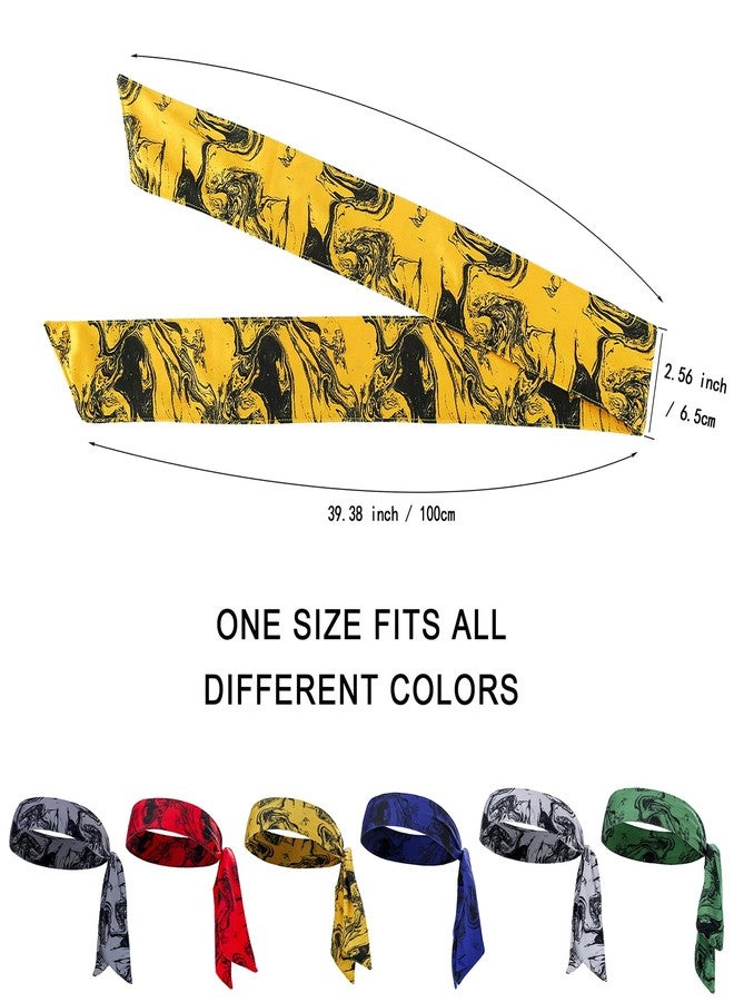 ONEYE 6 Pack Sport Head Ties Unisex Tie Headbands Tie Back Bandanas Workout Hair Band Athletic Sweatbands for Tennis Ninja Karate Running Basketball Yoga - Image 4